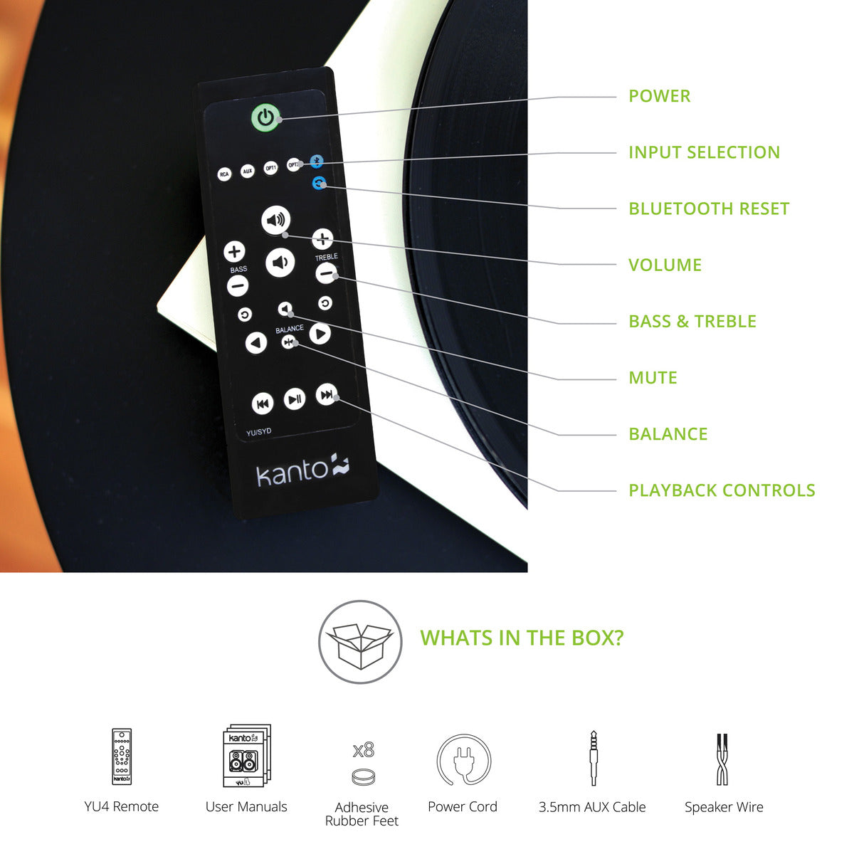 Kanto Powered Speakers with Bluetooth and Phono Preamp