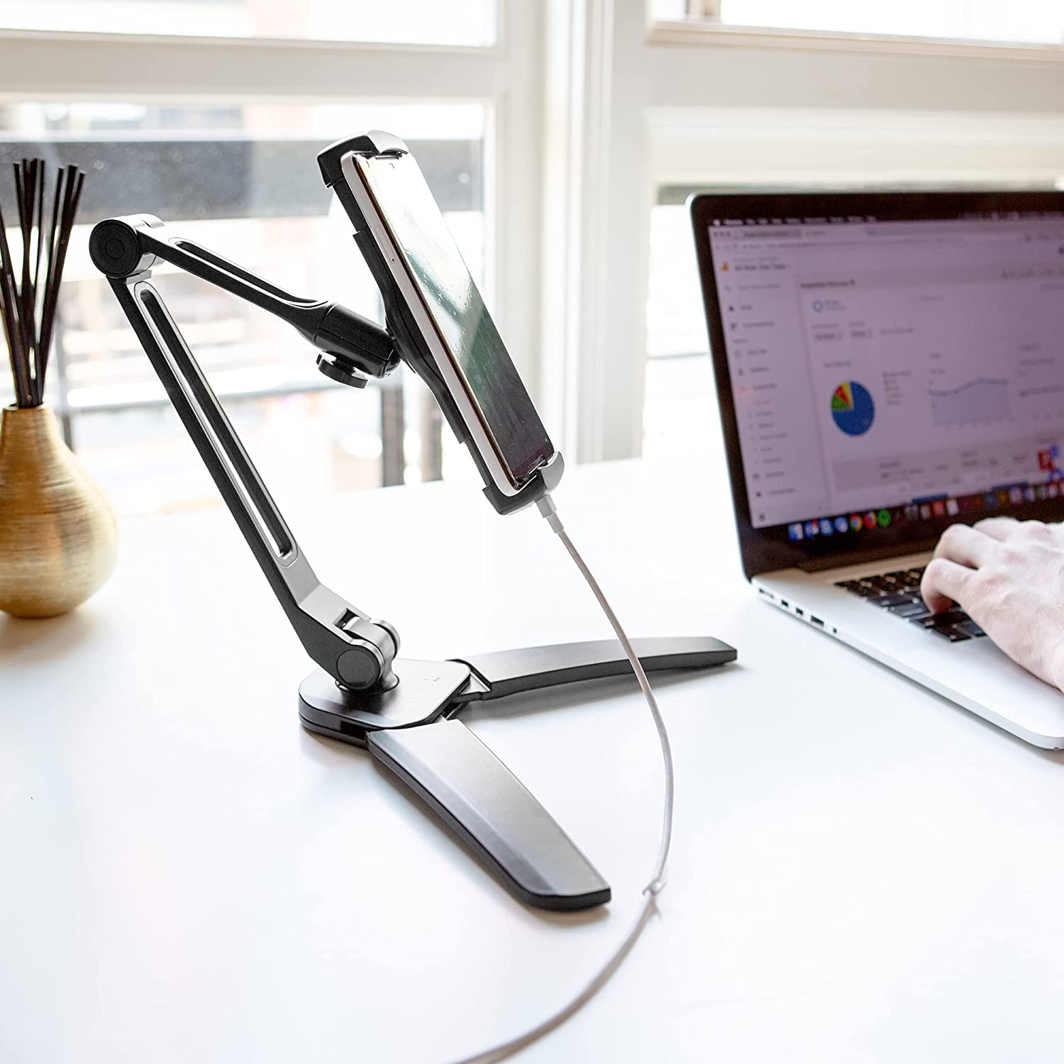 Kanto Universal Phone and Tablet Stand with Extended Arm and Mounting Bracket