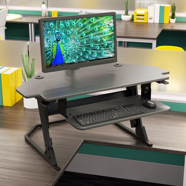 Workrite Solace Desktop Corner Standing Desk Converter SOL-CU-DT-B