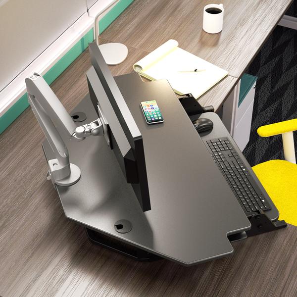 Workrite Solace Desktop Corner Standing Desk Converter SOL-CU-DT-B