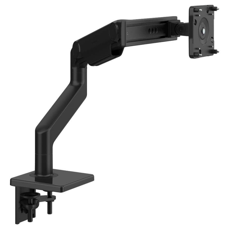 Humanscale Monitor Arm B - Black with Black Trim / Two-Piece Clamp Mount with Base / S - Slider For Single Monitor Humanscale M8.1 Heavy Duty Single or Dual Monitor Arm