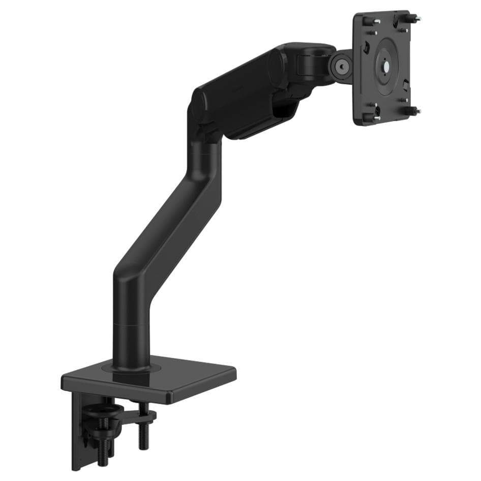 Humanscale Monitor Arm B - Black with Black Trim / Two-Piece Clamp Mount with Base / T - Standard Monitor Tilt Humanscale M8.1 Heavy Duty Single or Dual Monitor Arm