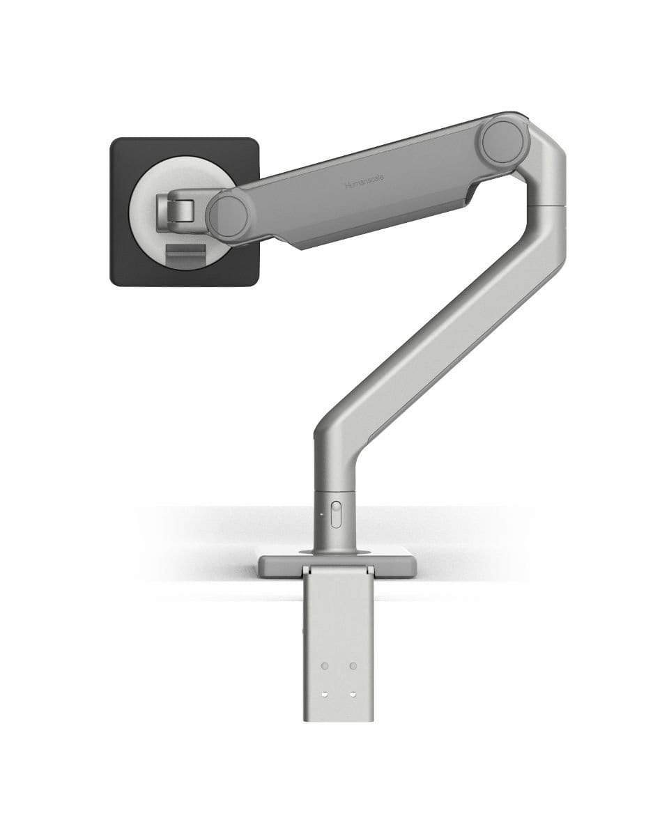 Humanscale Monitor Arm S - Silver with Gray Trim / CM - Two-Piece Clamp Mount with Base Humanscale M2.1 Single Monitor Arm