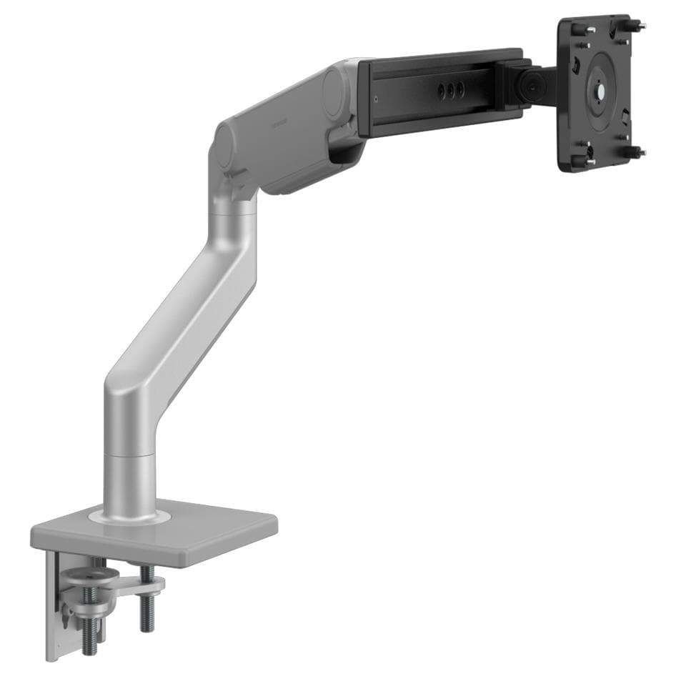 Humanscale Monitor Arm S - Silver with Gray Trim / Two-Piece Clamp Mount with Base / S - Slider For Single Monitor Humanscale M8.1 Heavy Duty Single or Dual Monitor Arm