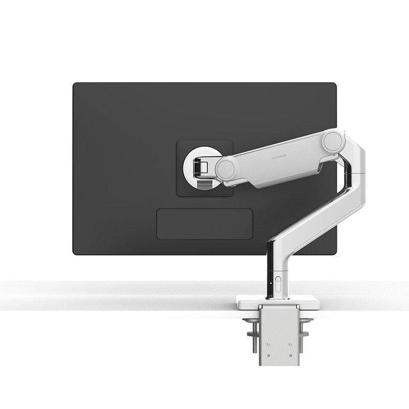 Humanscale Monitor Arm S - Silver with Gray Trim / Two-Piece Clamp Mount with Base / T - Standard Monitor Tilt Humanscale M8.1 Heavy Duty Single or Dual Monitor Arm