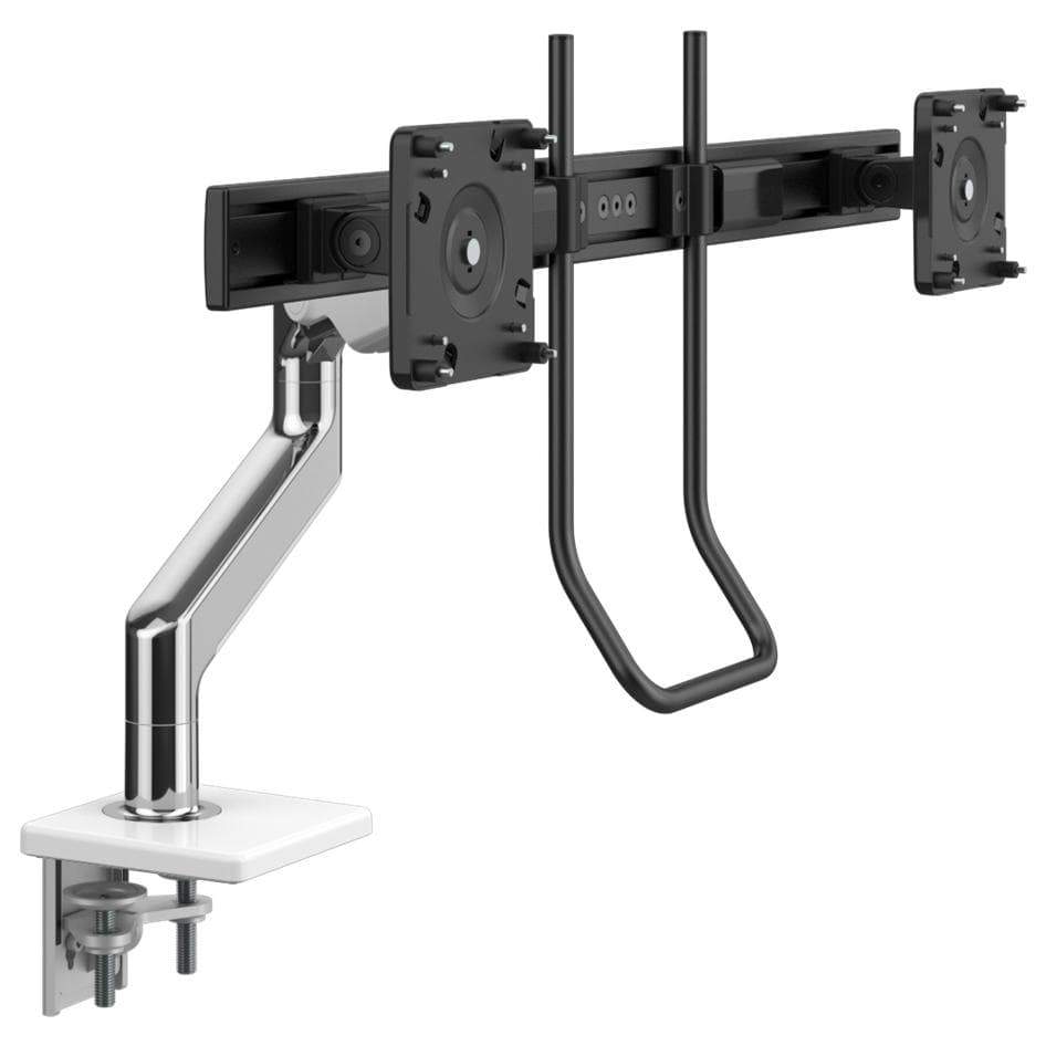Humanscale Monitor Arm S - Silver with Gray Trim / Two-Piece Clamp Mount with Base / T - Standard Monitor Tilt Humanscale M8.1 Heavy Duty Single or Dual Monitor Arm
