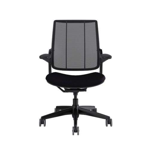 Humanscale Office Chair MONOFILAMENT STRIPE BLACK BACK & CORDE4 BLACK SEAT Humanscale Diffrient Smart Chair Quick Ship