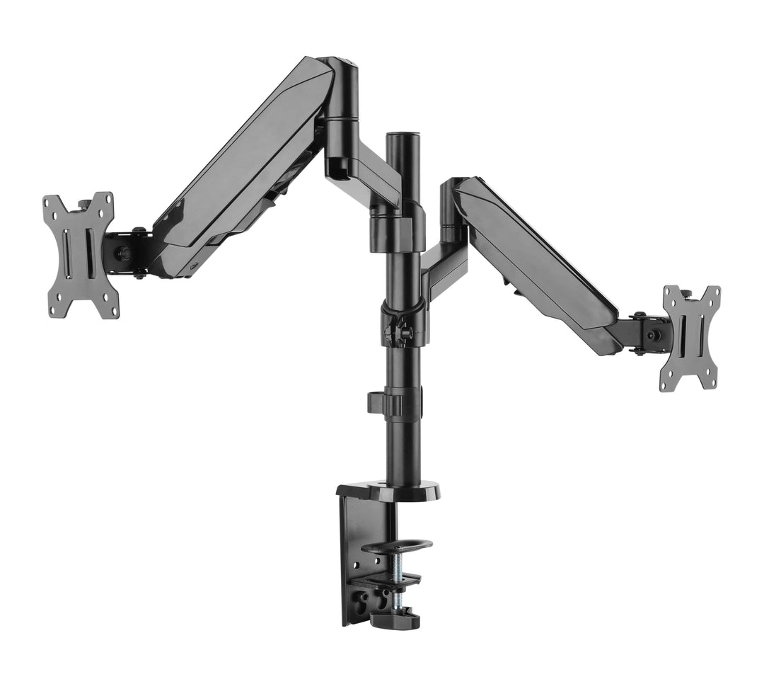 Jestik Dual Monitor Arm Slate Black Jestik Advanced Flex 2.0 Dual Monitor Arm Clamp and Bolt Through Mount - Gas Assisted Arm, For Two 17"-32" Computer Screens, Holds up to 17.6 lbs.